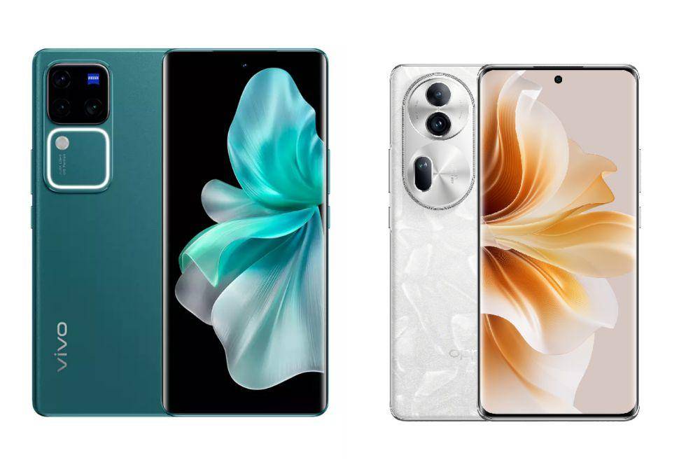 vivo V30 Pro 5G warna hijau khatulistiwa (vivo.com) | OPPO Reno11 Pro 5G warna putih mutiara (oppo.com)