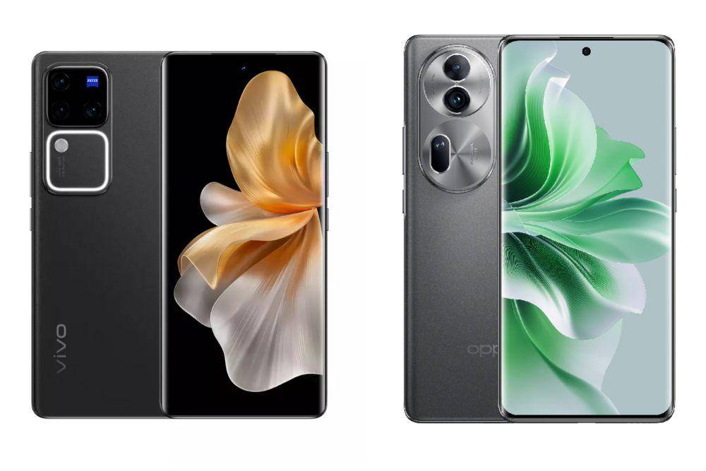 vivo V30 Pro 5G warna hitam vulkanik (vivo.com) | OPPO Reno11 Pro 5G warna abu-abu batu (oppo.com)