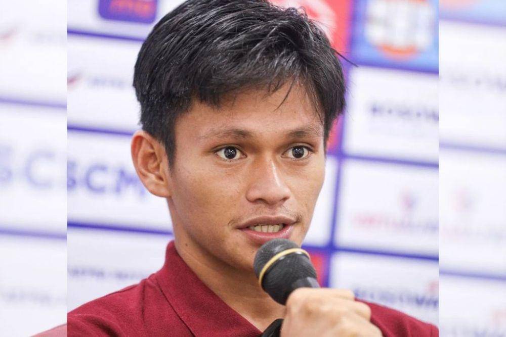 Winger PSM Makassar, Dzaky Asraf, dalam sesi jumpa pers selepas pertandingan pekan ke-28 BRI Liga 1 2023/24 melawan PSS Sleman pada 8 Maret 2024. (Instagram.com/psm_makassar)