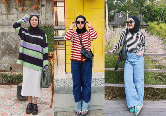 9 Ide Outfit Motif Stripe ala Indy Ratna, Gayanya Kekinian Banget!