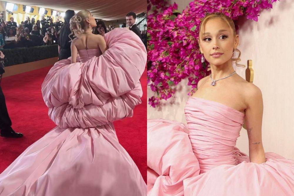 potret Ariana Grande eksis di Oscar 2024 (via instagram.com/voguemagazine | via instagram.com/iheartradio