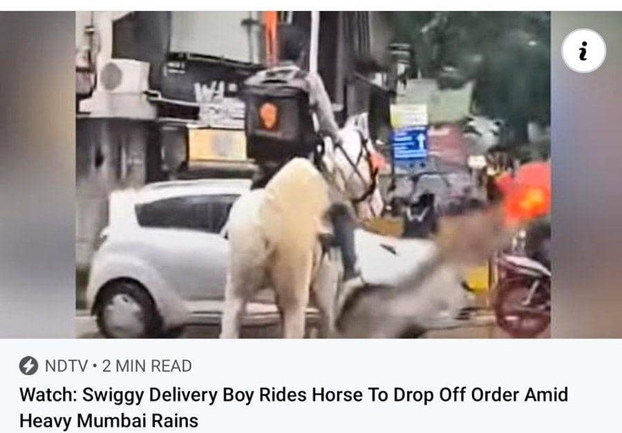 potret mengantar makanan dengan kuda (twitter.com/upadhyay_harsh1)