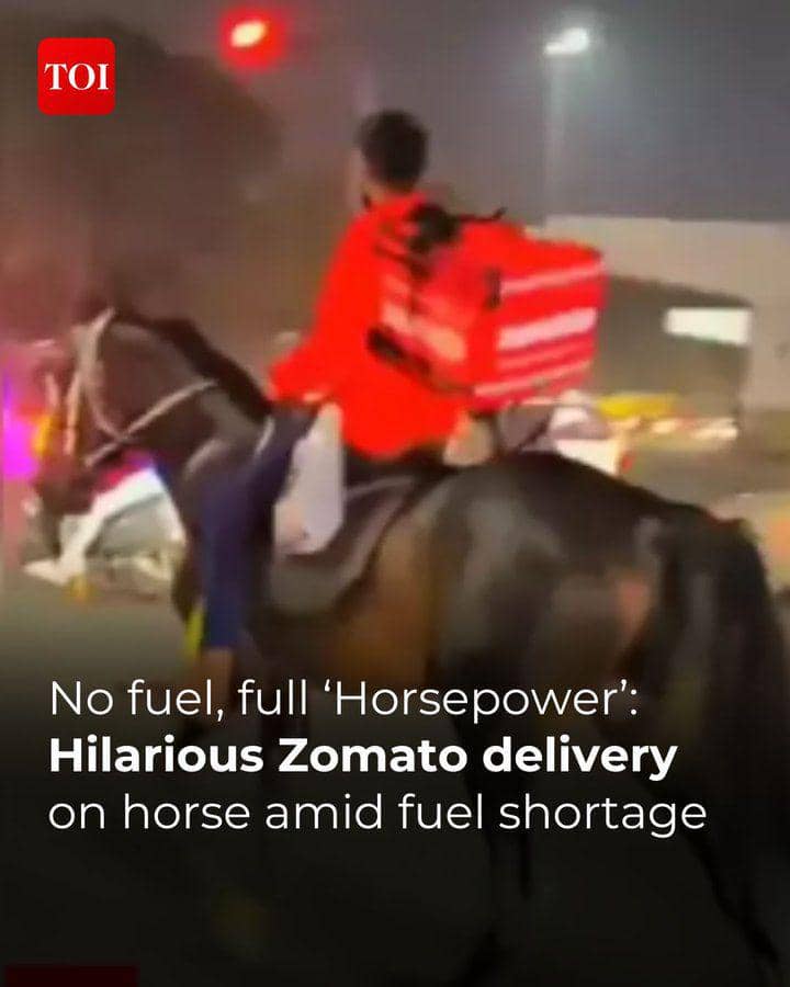 potret mengantar makanan dengan kuda (twitter.com/timesofindia)