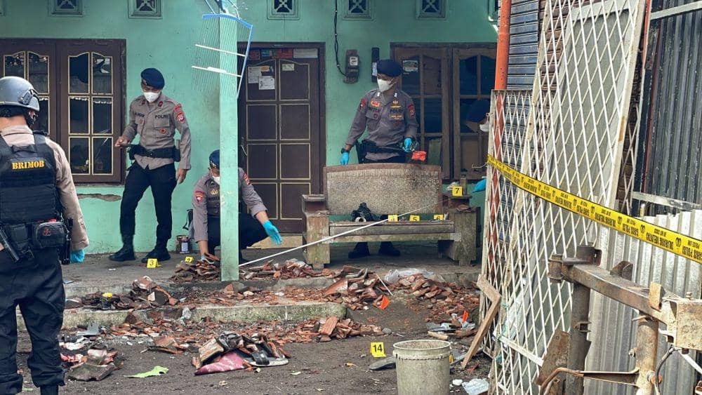 Rumah produksi mercon di Bantul meledak empat orang terluka.(Dok.Polres Bantul)