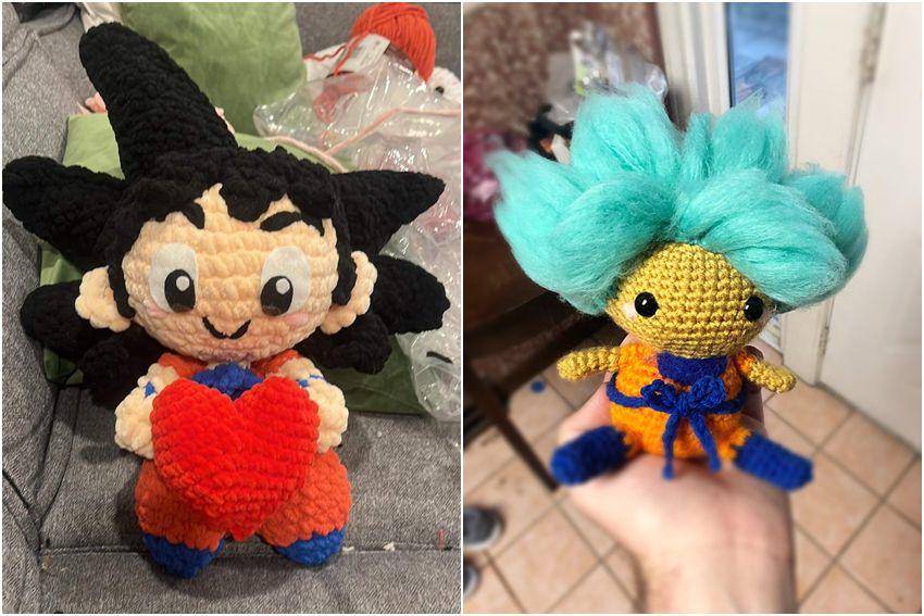 kolase potret rajutan tangan bertema Goku (reddit.com/user/Cautious-Package1296 | reddit.com/user/Caffeinated-Crochet)