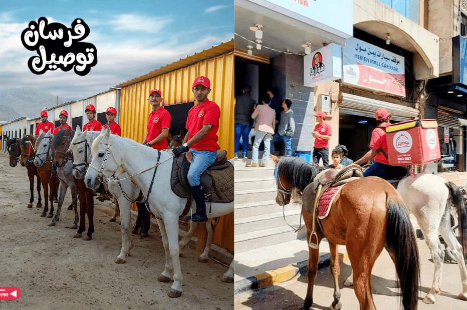 potret mengantar makanan dengan kuda (twitter.com/ymnraf)