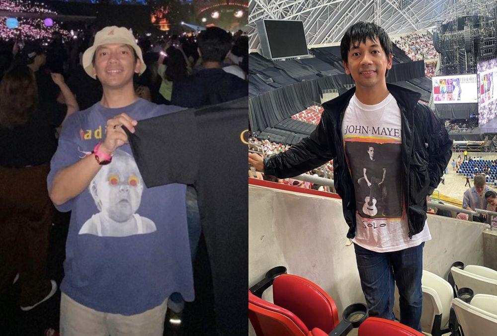 5 Potret Rian D'Masiv Pakai Kaus Musisi Lain saat Nonton Konser