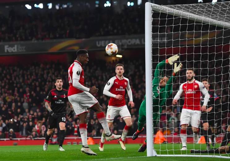 AC Milan melawan Arsenal di Europa League 2017/2018. (arsenal.com)