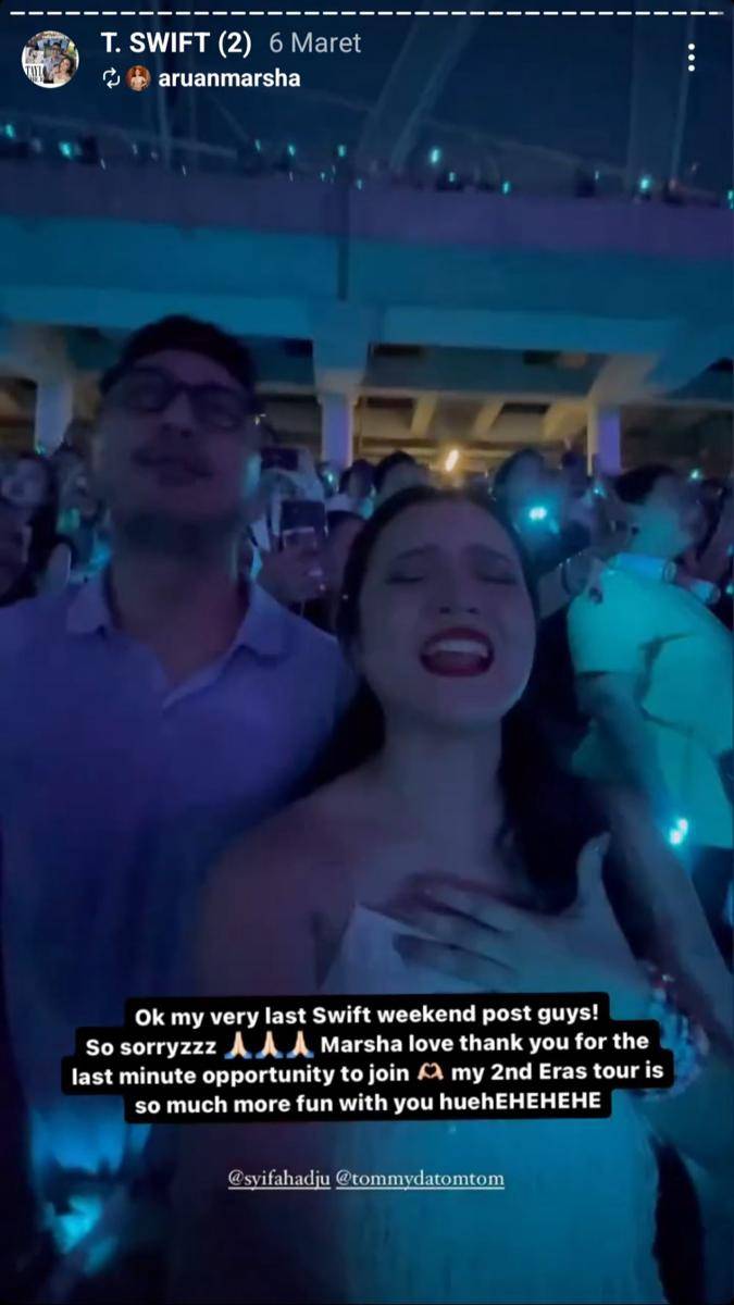 potret Marsha Aruan nonton Taylor Swift (instagram.com/tommydatomtom)