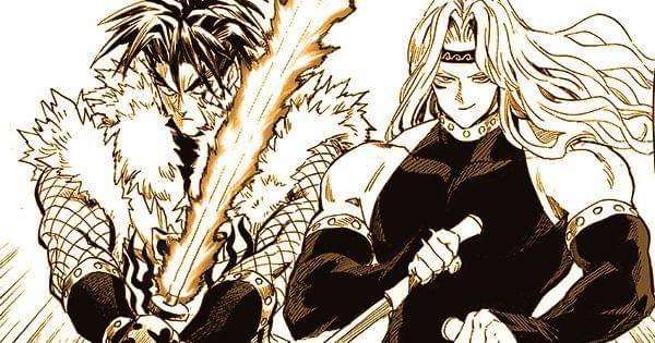 Gale Wind dan Hellfire Flame menunjukkan senjata mereka ( Dok. tonarinoyj.jp/One Punch Man )