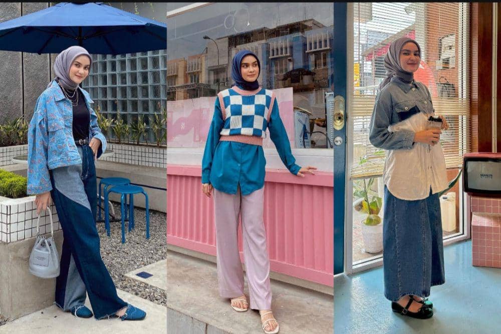8 OOTD Hijab Nuansa Biru ala Helwa Bashel, Makin Elegan!