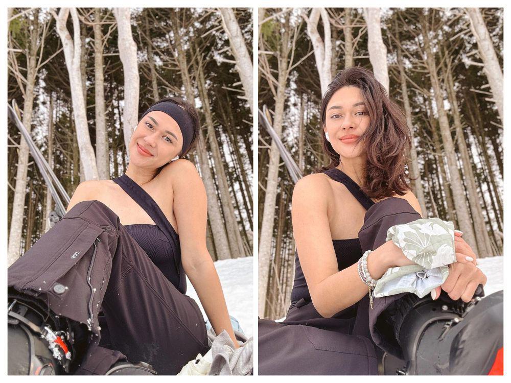10 Momen Nana Mirdad Main Ski di Jepang, Pakai Tanktop di Tengah Salju