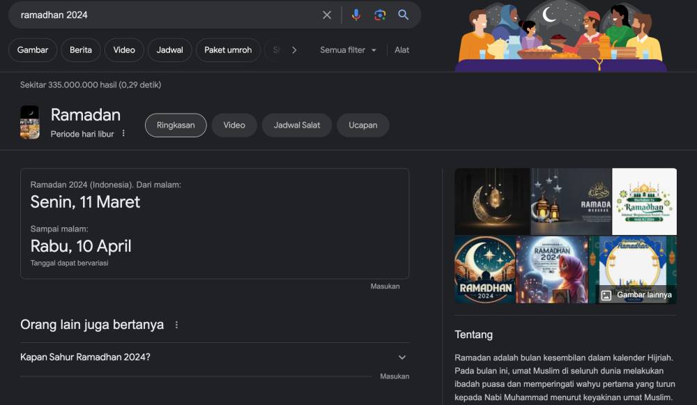 Tampilan penelusuran Google pada Ramadan 2024 (dok. Google)