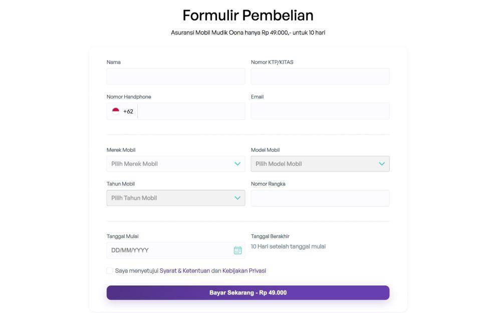 Asuransi Mobil Mudik dapat dibeli melalui website myOONA.id (myoona.id)