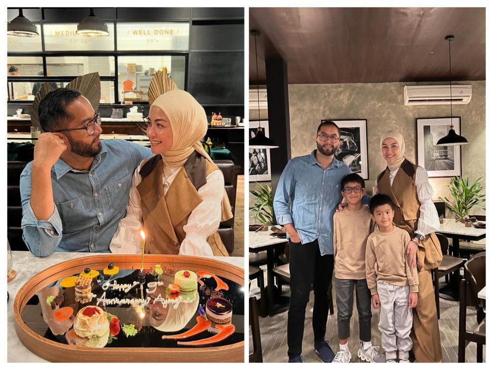 9 Momen Revalina dan Suami Rayakan Ultah Pernikahan, Dinner sama Anak!