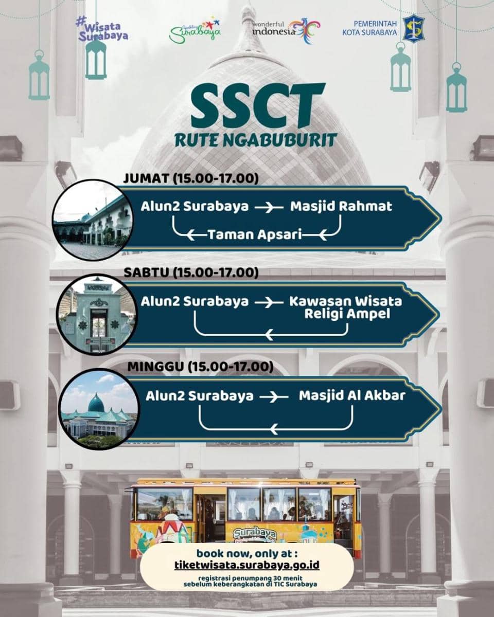 Rute terbaru Bus SSCT edisi Ngabuburit. Instagram/surabayasparkling
