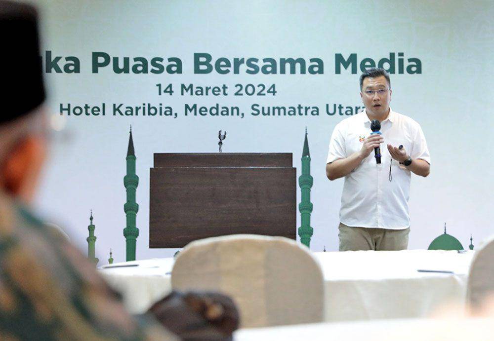 Tan Joon Sheong, Head of Research & Development (R&D) Asian Agri pada acara Buka Puasa Bersama Media di Medan, Kamis (14/3/2024). (Dok. IDN Times)
