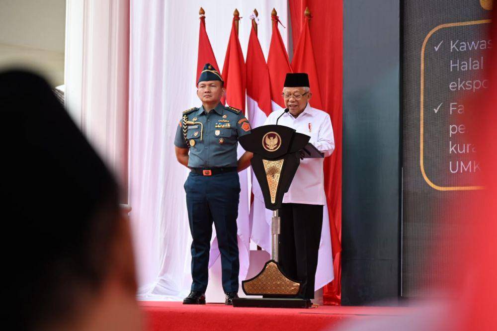Wapres Ma’ruf Amin meresmikan Pembukaan Kepri Ramadan Fair 2024 (KURMA 2024) dan Seminar Produk Halal Go Global di Riau pada Jumat (15/03/2024). (dok. Setwapres)