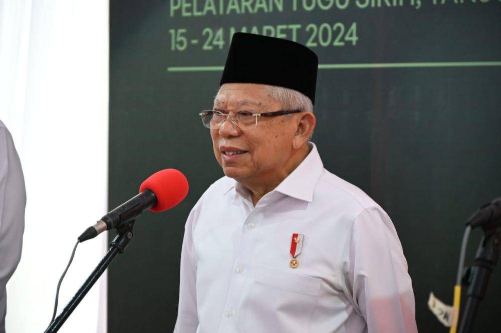 Wapres Ma’ruf Amin meresmikan Pembukaan Kepri Ramadan Fair 2024 (KURMA 2024) dan Seminar Produk Halal Go Global di Riau pada Jumat (15/03/2024). (dok. Setwapres)