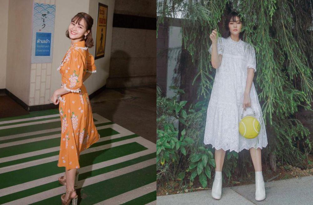9 Inspirasi Outfit Dress Outdoor ala Aom Sushar, Vibes Summer Banget