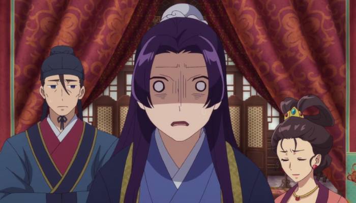 cuplikan episode 7, ekspresi terkejut Jinshi mendengar Maomao pergi dengan lelaki lain