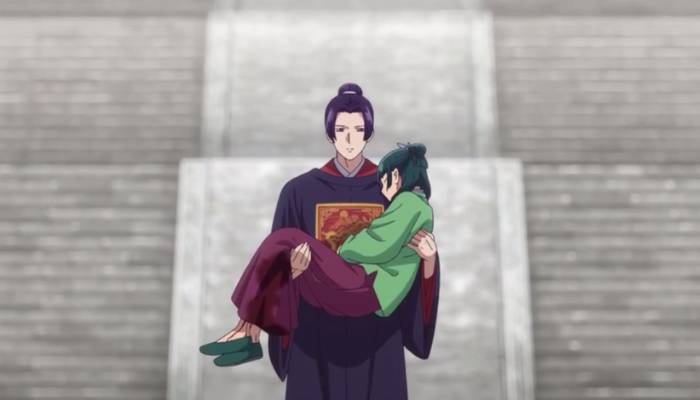 cuplikan episode 19, Jinshi membawa Maomao yang terluka