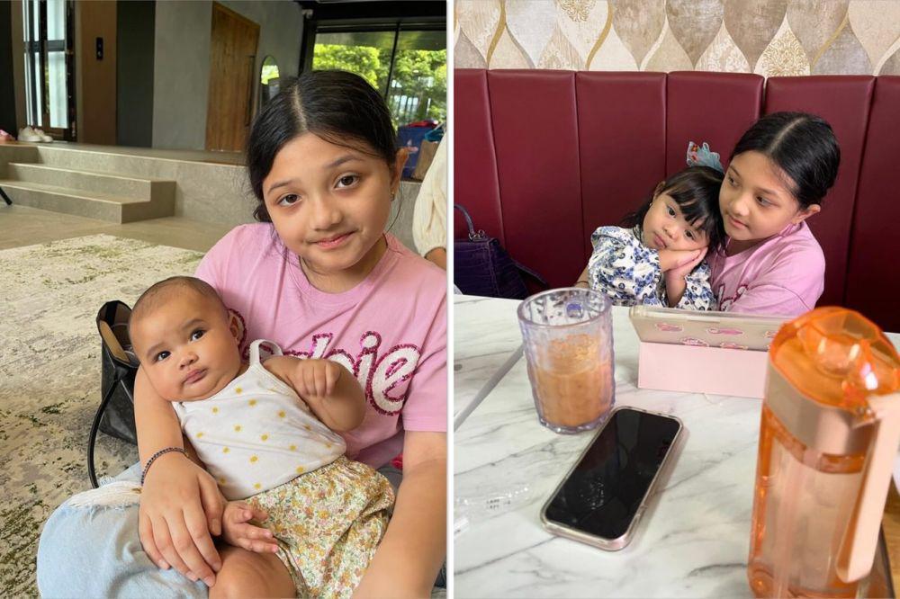 8 Potret Gemas Arsy Momong Ameena dan Baby Azura, Nempel Terus!