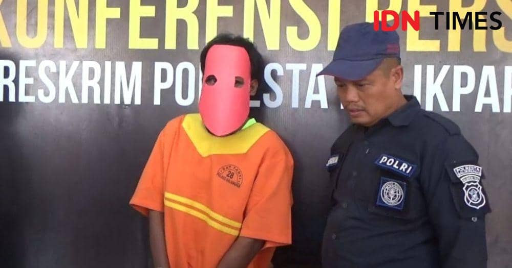 Polresta Balikpapan Kalimantan Timur menangkap pemuda inisial AN (24) atas kasus pencabulan anak baru gede (ABG) putri inisial AQ (14), Senin (18/3/2024). (IDN Times/Hilmansyah)