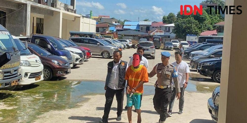 Polresta Balikpapan Kalimantan Timur menangkap pemuda inisial AN (24) atas kasus pencabulan anak baru gede (ABG) putri inisial AQ (14), Senin (18/3/2024). (IDN Times/Hilmansyah)