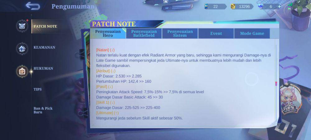 penyesuaian hero Natan di Mobile Legends (dok. Moonton/Mobile Legends: Bang Bang)