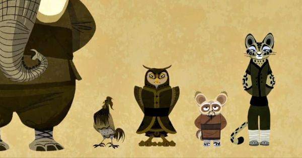 Shifu dan para member Furious Five pertama ( Dok.  Nickelodeon / Kung Fu Panda: Legends of Awesomeness )