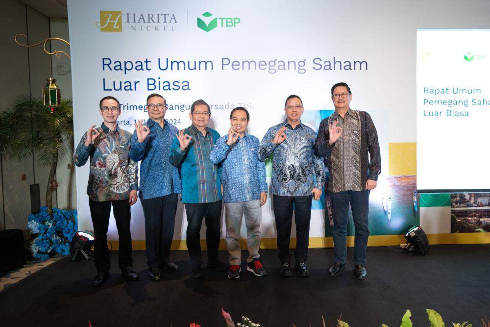 Rapat Umum Pemegang Saham Luar Biasa (RUPSLB) PT Trimegah Bangun Persada Tbk (NCKL) atau Harita Nickel pada 15 Maret 2024. (dok. Harita Nickel)