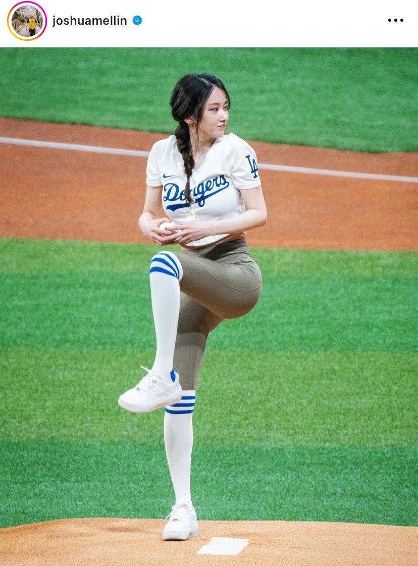 potret Jeon Jong Seon di MLB Seoul World Tour 2024 (via Instagram.com/joshuamellin)