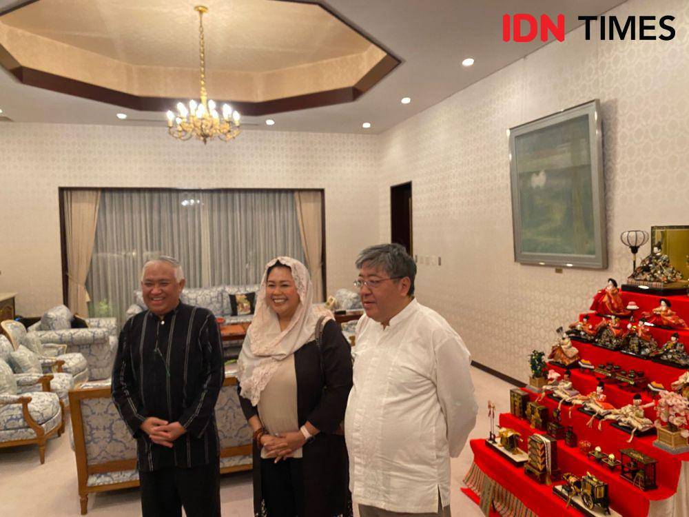Duta Besar Jepang untuk Indonesia Masaki Yasushi bersama Din Syamsuddin dan Yenny Wahid. (IDN Times/Sonya Michaella)