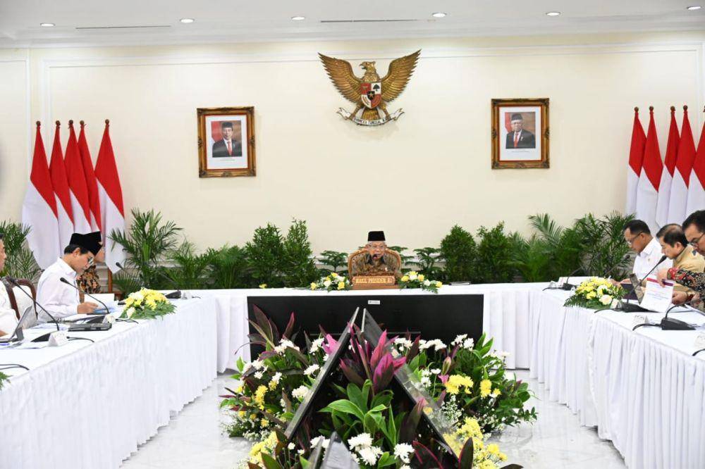 Wakil Presiden Ma'ruf Amin memimpin RTM Percepatan Penurunan Stunting yang digelar di Istana Wapres, Selasa (19/3/2024). (dok. Setwapres)