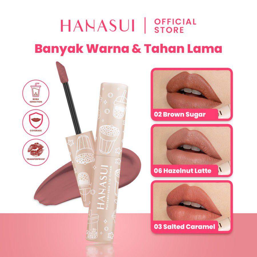 produk Hanasui Mattedorable Lip Cream Boba Edition (tokopedia.com/Hanasui Official Store)