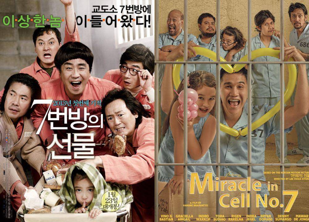 perbandingan poster Miracle in Cell No. 7 ( dok. Fineworks/Miracle in Cell No. 7 | dok. Falcon Pictures/Miracle in Cell No. 7)