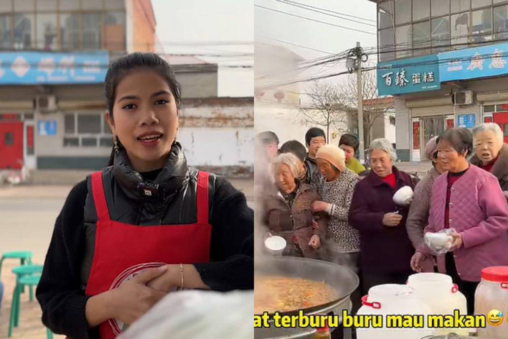 potret Yenny masak besar untuk sekampung di China (youtube.com/YENNY DI CHINA)