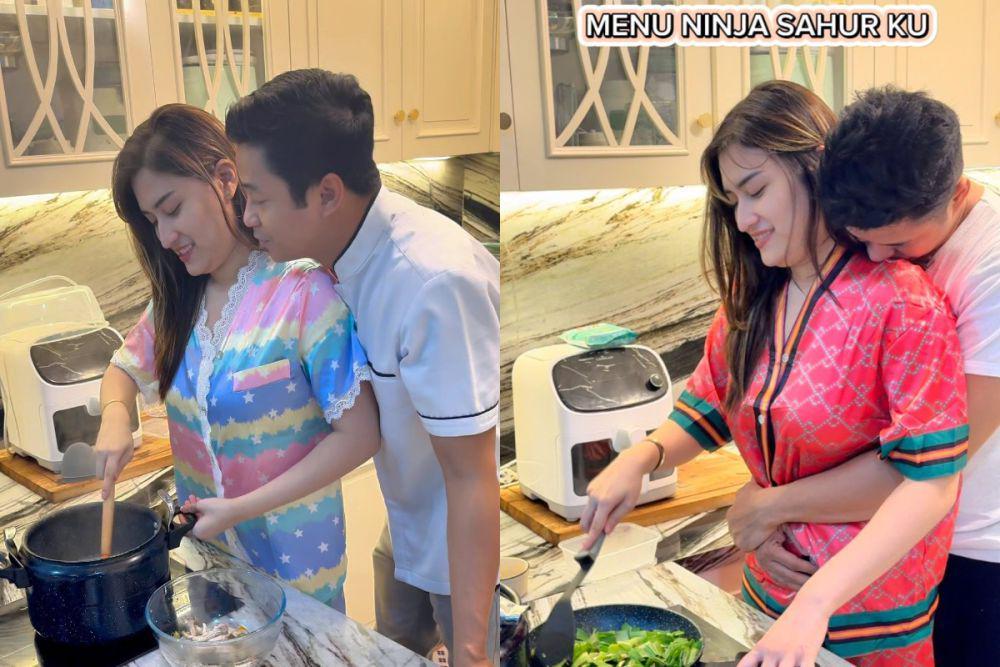 7 Potret Angbeen Rishi Masak Sahur dan Buka Puasa untuk Adly Fayruz