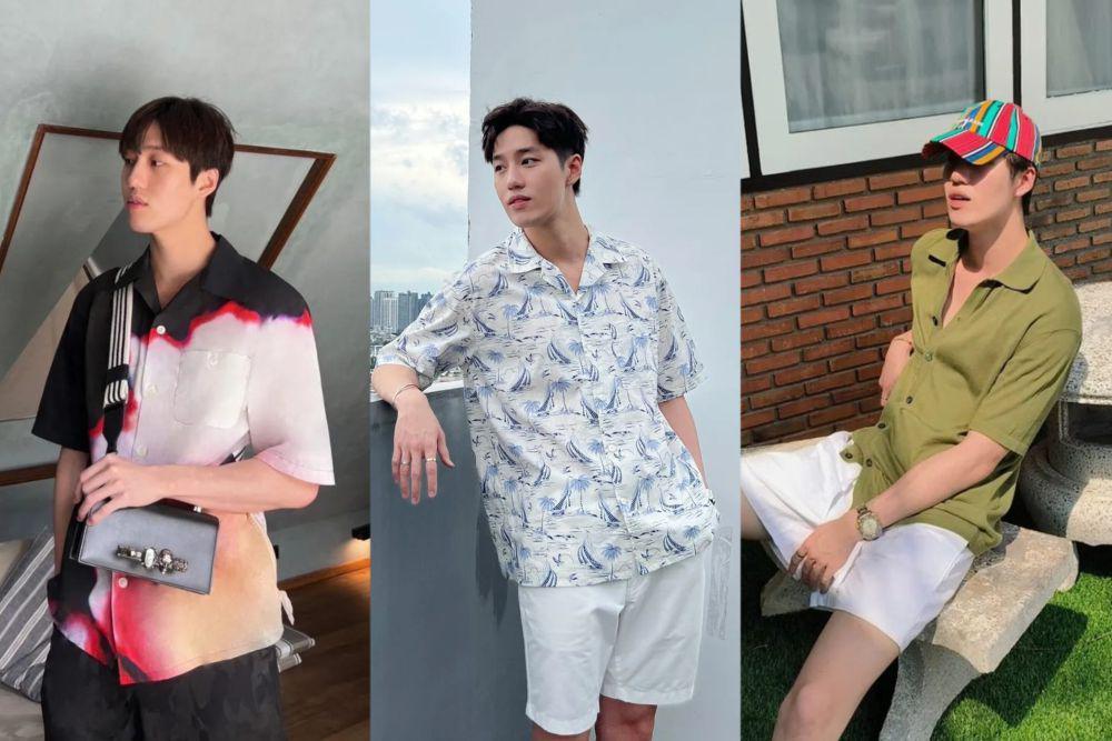 8 OOTD Kemeja dan Short Pants ala Tor Thanapob, Nyaman Dipakai!
