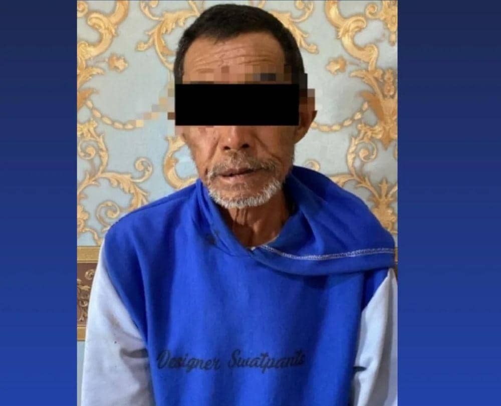 Sosok kakek inisial U (65), pemerkosa cucu kandung di Lampung Barat. (Dok. Polres Lampung Barat).
