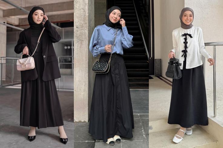 10 OOTD Hijab Pakai Rok Hitam ala Meirani Amalia, Simpel tapi Kece!