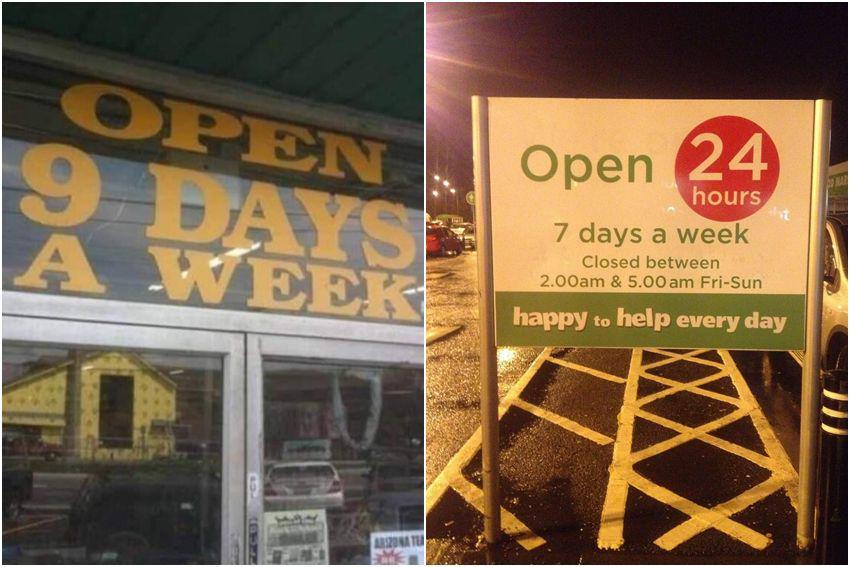 8 Plang Toko Buka Paling Kocak, Ada yang Buka 9 Hari Seminggu?