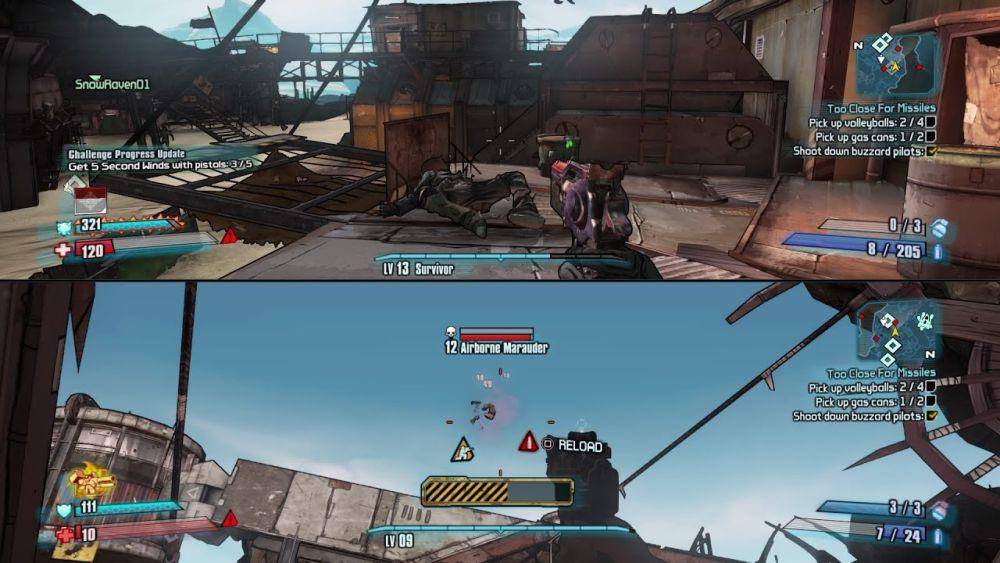split screen gameplay Borderlands: The Handsome Collection (dok. 2K/Borderlands: The Handsome Collection)