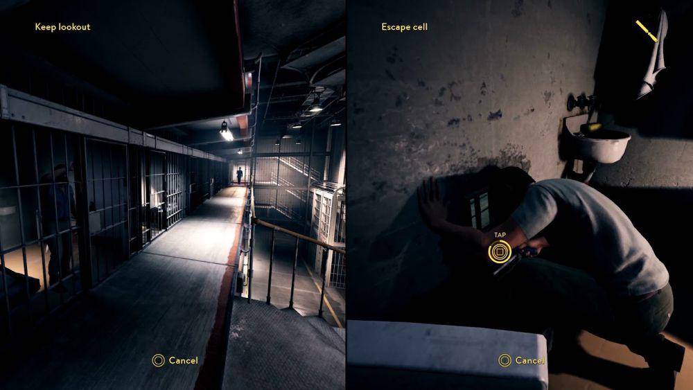 split screen gameplay A Way Out (dok. Hazelight Studios/A Way Out)