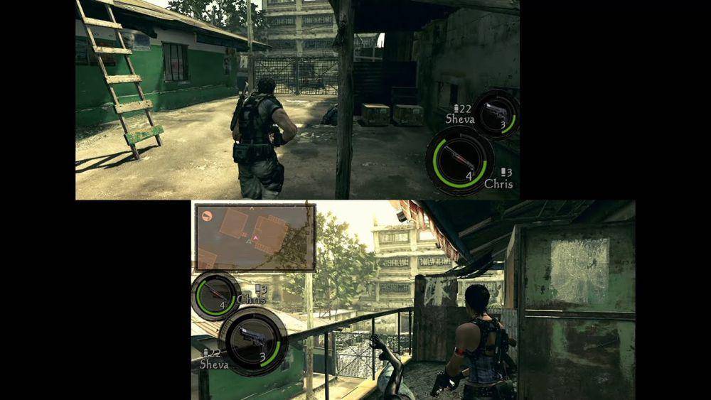 split screen gameplay Resident Evil 5 (dok. Capcom/Resident Evil 5)