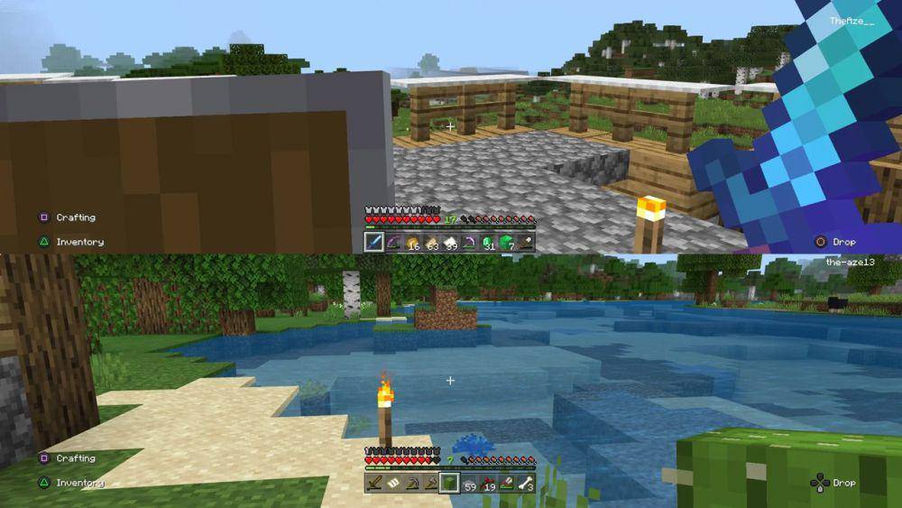 split screen gameplay Minecraft PS4 (dok. Mojang/Minecraft)
