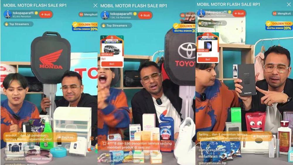 Raffi Ahmad pada Shopee live flash sale (dok.istimewa)