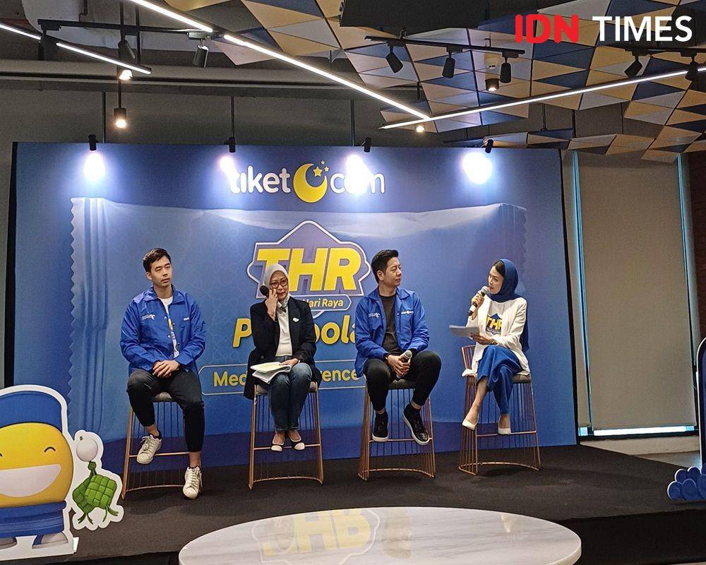 Prescon Tiket.com periode mudik Lebaran, Jakarta (IDN Times/Dhiya Awlia Azzahra)