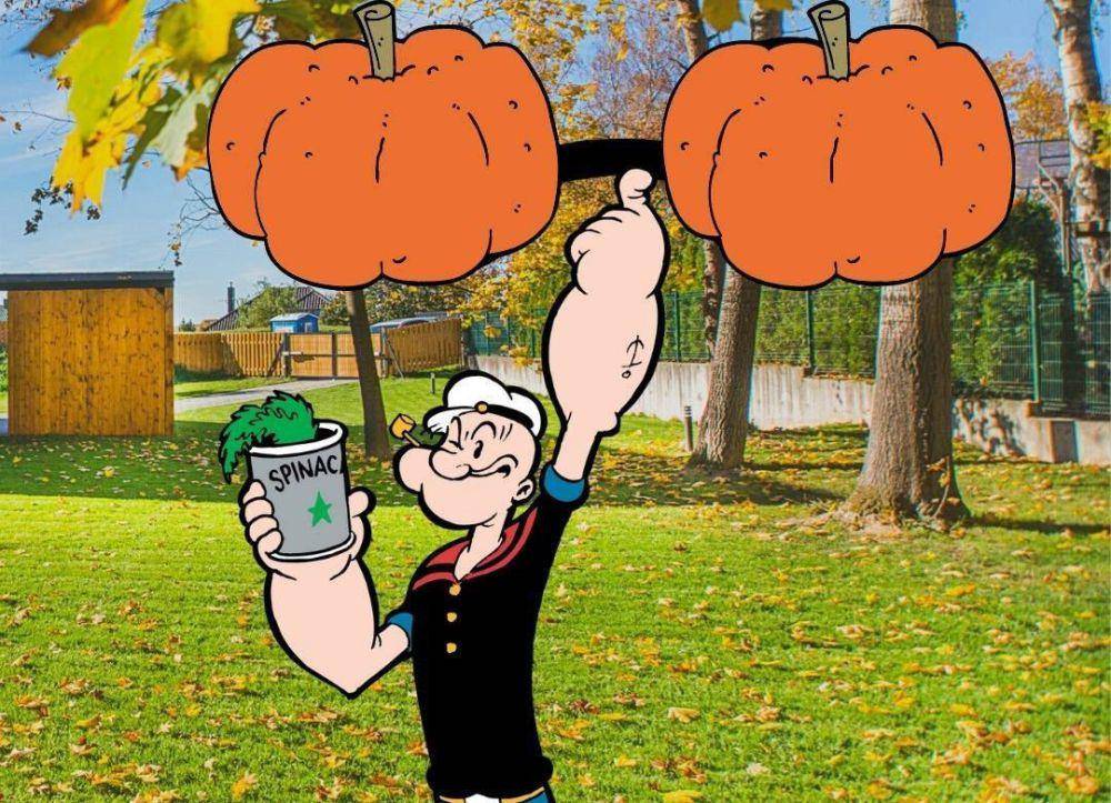 Popeye memperlihatkan kemampuannay setelah makan sayur bayam. (Instagram.com/popeye)